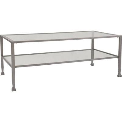 Maddox Rectangular Silver Glass and Metal Coffee Table
