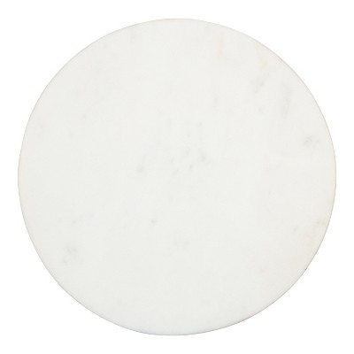 Elegant Round Marble and Mango Wood Drink Table, 12" Diameter
