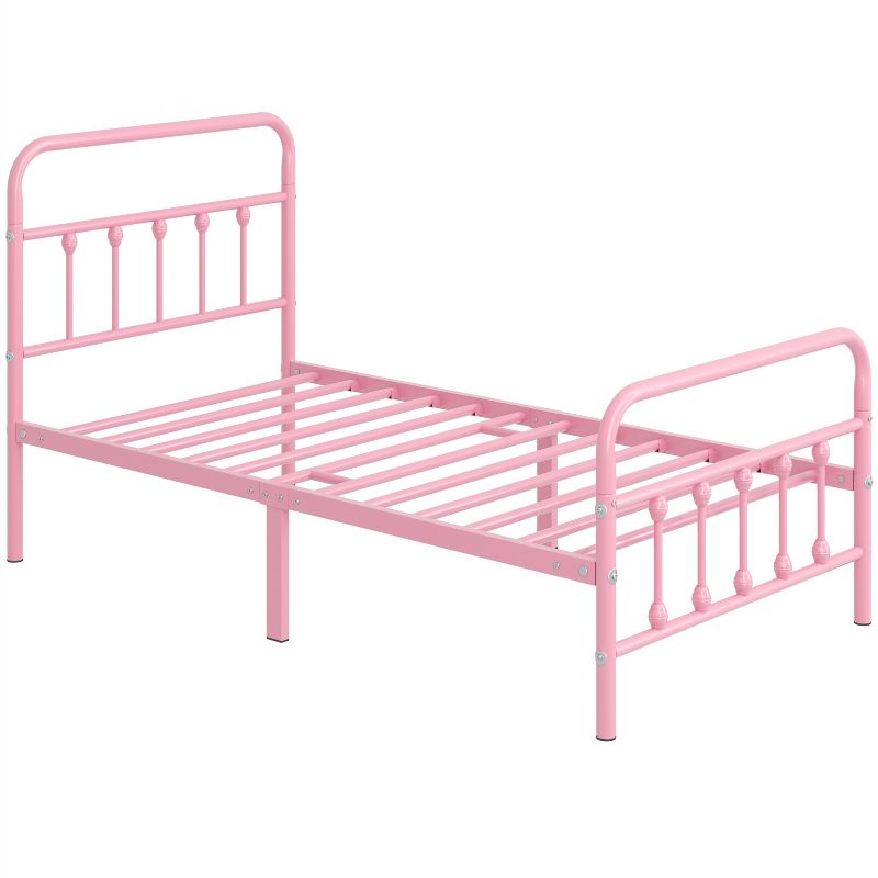 Yaheetech Iron Platform Bed Frame with High Headboard and Footboard, 1 of 9
