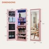 Fredees LED Mirror Jewelry Armoire, Wall or Over-the-Door Mount, Lockable Rounded Mirror with Storage, Foldable Shelf, 16" Wide Interior - 2 of 4