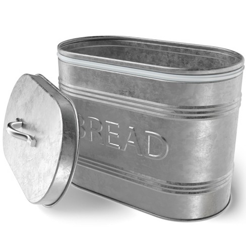 Metal Bread Box with Lid Food Container Nuts Canisters Box Bread Bin for ,  Black 