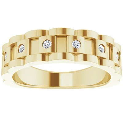 Pompeii3 1/4 Ct Mens Diamond Wedding Ring Yellow Gold Chain Link Band