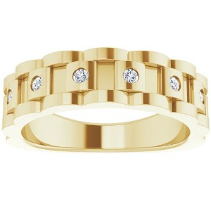 Pompeii3 1/4 Ct Mens Diamond Wedding Ring Yellow Gold Chain Link Band - 1 of 4