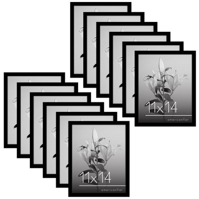 Americanflat 11x14 Picture Frame with Polished Plexiglass - Set of 12 - Picture Frames with Engineered Wood - Photo Frame for Wall Display - Black