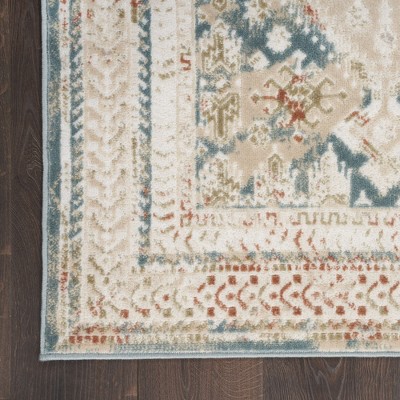 Thalia Green & Ivory Geometric 6' x 9' Easy-Care Area Rug