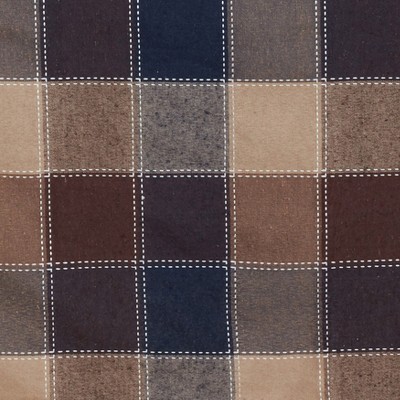 Brown and Beige Plaid Cotton Blend Square Tablecloth