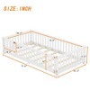 ALEXOUN Kids Floor Bed with Fences and Door,Floor Bed with Safety Guardrails and Support Slats,Wooden Kids Platform Bed Frame,Natural Color - 3 of 4