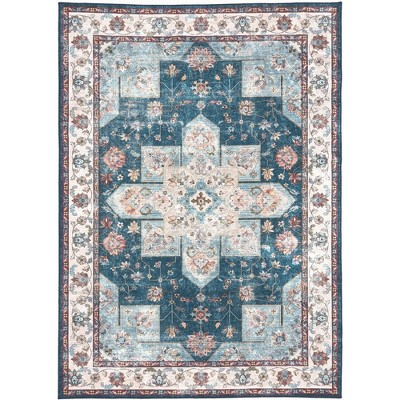 Homefires Keshan Rectangle Rug 5' x 7' – Classic Persian-Inspired Area Rug with Ornate Medallion Motif