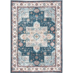 Homefires Keshan Rectangle Rug 5' x 7' – Classic Persian-Inspired Area Rug with Ornate Medallion Motif - 1 of 3