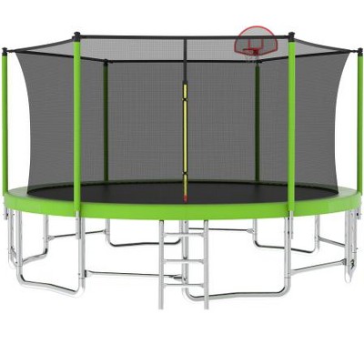 BestParts 15FT Trampoline with Basketball Hoop, Ladder & Safety Enclosure