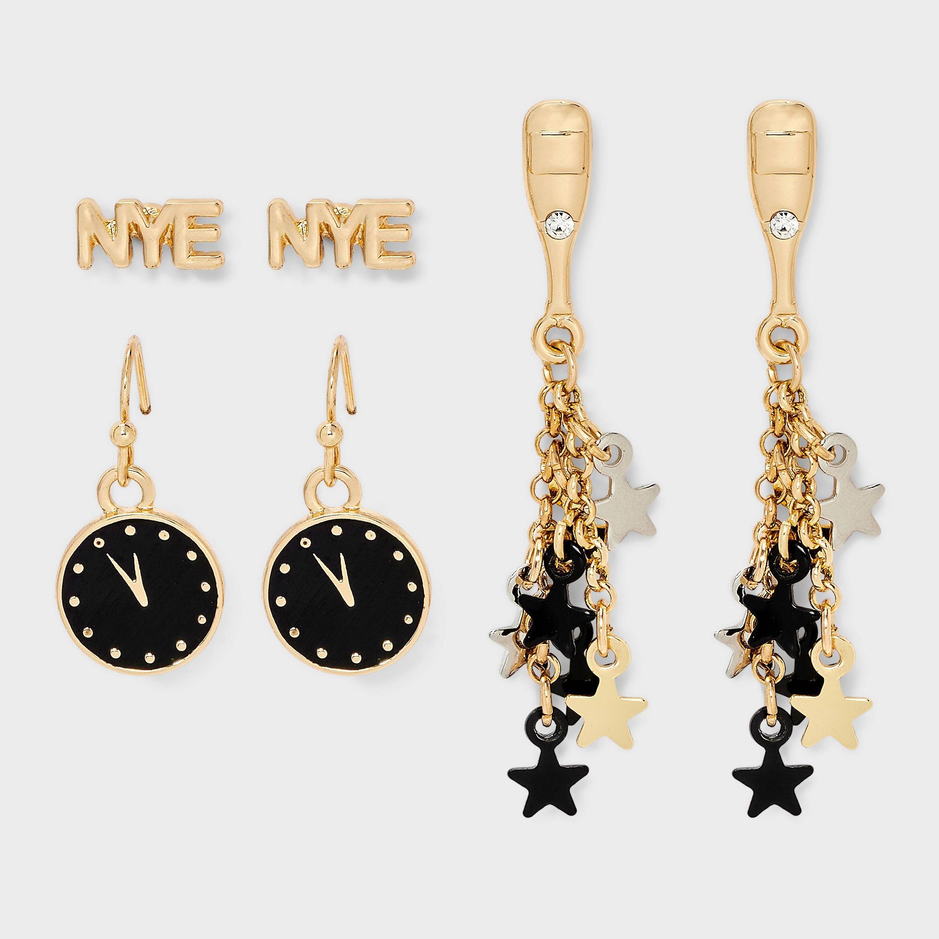 NYE Mixed Earring Set 3pc - Gold