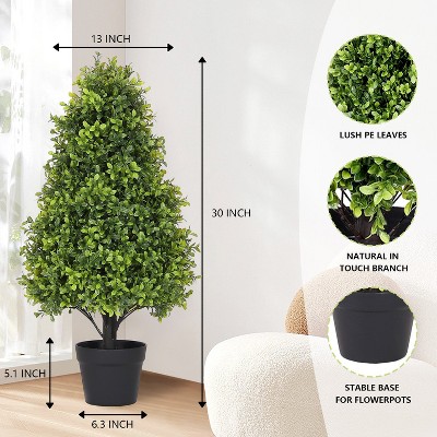 poetree 2.5/3/4 ft Artificial Topiary Boxwood Tree, Faux Shrub in Pot for Indoor/Outdoor,Home Decor