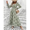Coolmee Women Spring Fall Maxi Dresses Casual Long Sleeve V Neck Floral Boho Long Dress Wedding Guest Dress - 3 of 4