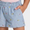 Toddler Girls' Floral Embroidered Woven Shorts - Cat & Jack™ Blue - 4 of 4