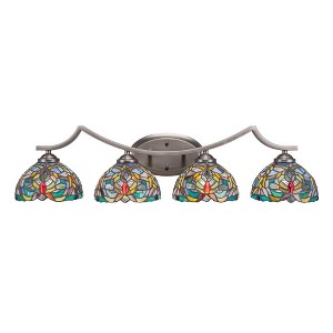 Toltec Lighting Zilo 4 - Light Vanity in  Graphite with 7" Kaleidoscope Art Glass Shade - 1 of 1