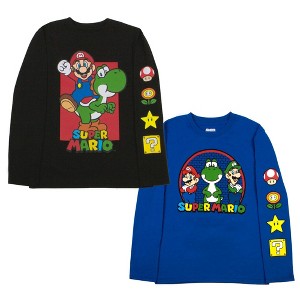 Nintendo Super Mario Bros Mario & Luigi Big Boys 2-Pack Long Sleeve Graphic T-Shirts Set - 1 of 3