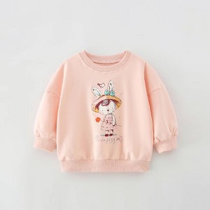 MyKids-Usa Baby Girl Cartoon Print Pattern Loose Pullover Round Neck Hoodies - 1 of 4