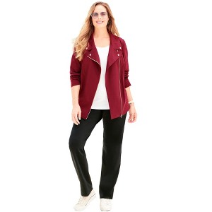 Catherines Women's Plus Size Suprema Studio Moto Jacket - 1 of 4