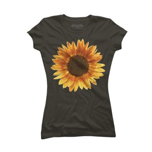 Junior's Design By Humans Sunflower By Maryedenoa T-Shirt - 1 of 3