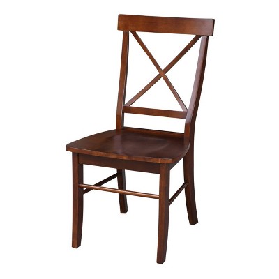 Espresso High Cross Back Solid Wood Side Chairs, Set of 2