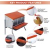 Chicken Nesting Box, 3 Compartment Roll Away Design for High-Volume Egg Collection and Easy Wall Mounting with Metal Legs - 4 of 4