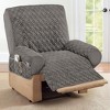 Collections Etc Diamond-Shape Quilted Stretch Recliner Cover with Storage Pockets - Furniture Protector - 2 of 3
