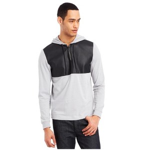 Kenneth Cole Mens Faux-Leather Hoodie Sweatshirt - 1 of 1