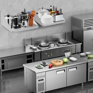 Stainless Steel Equilateral Triangle Wall-Mounted Rack,24 in Metal Shelving with Backsplash and Brackets for Kitchen, Restaurant, Laundry Room&Home - 1 of 4