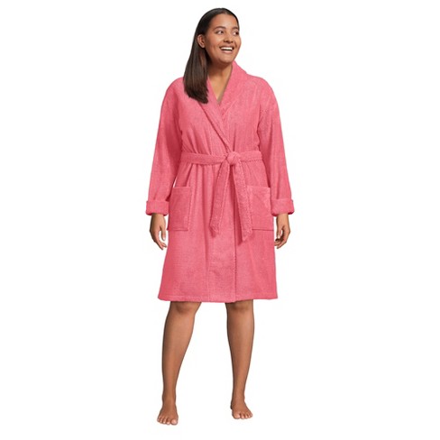 Lands' End Women's Plus Size Cotton Terry Knee Length Spa Bath Robe - 3x -  Wood Lily : Target
