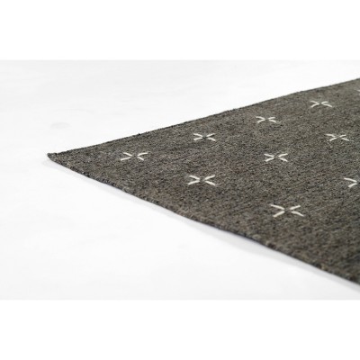 Handmade Charcoal Wool and Synthetic Rectangular Rug