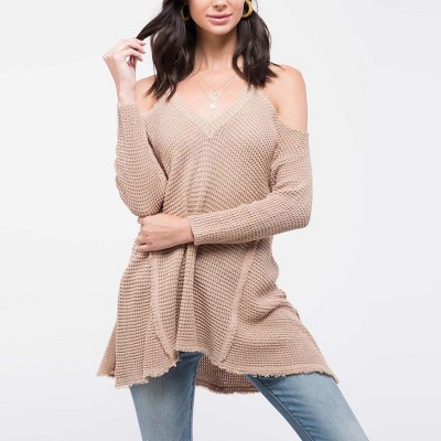 Mine Fashion Women s Cold Shoulder Sweater Top Target