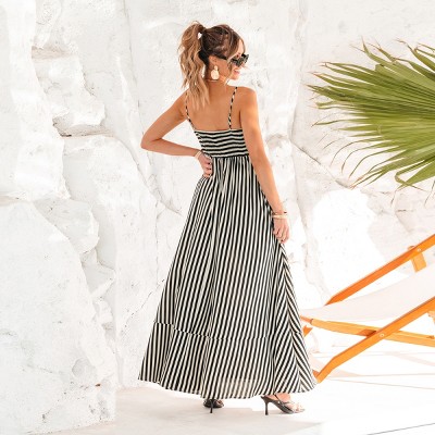 Women's Striped Spaghetti Strap Maxi Tiered Dress - Cupshe - image 3