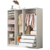 LOVMOR Doorless Wooden Storage Wardrobe with Shelves, 3 Drawers & Double Hanging Rods for Bedroom, Home Room - 4 of 4