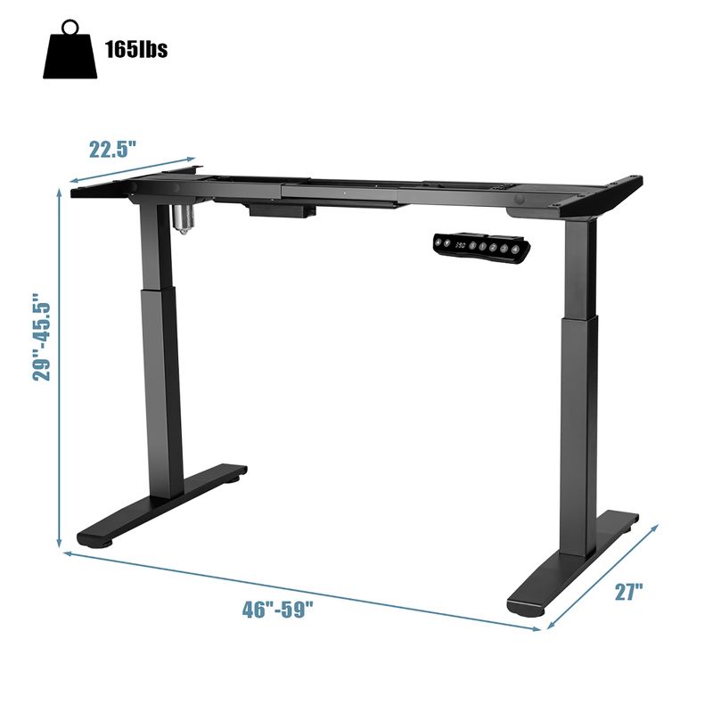 Costway Electric Stand Up Desk Frame Single Motor Height Adjustable w/ Controller White\Black, 2 of 11
