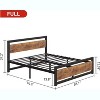 Full/Queen/King Industrial Platform Metal Bed Frame with Wood Headboard, 14" Tall, Noise-Free, No Box Spring Needed, Easy Assembly, Rustic Brown - 2 of 4