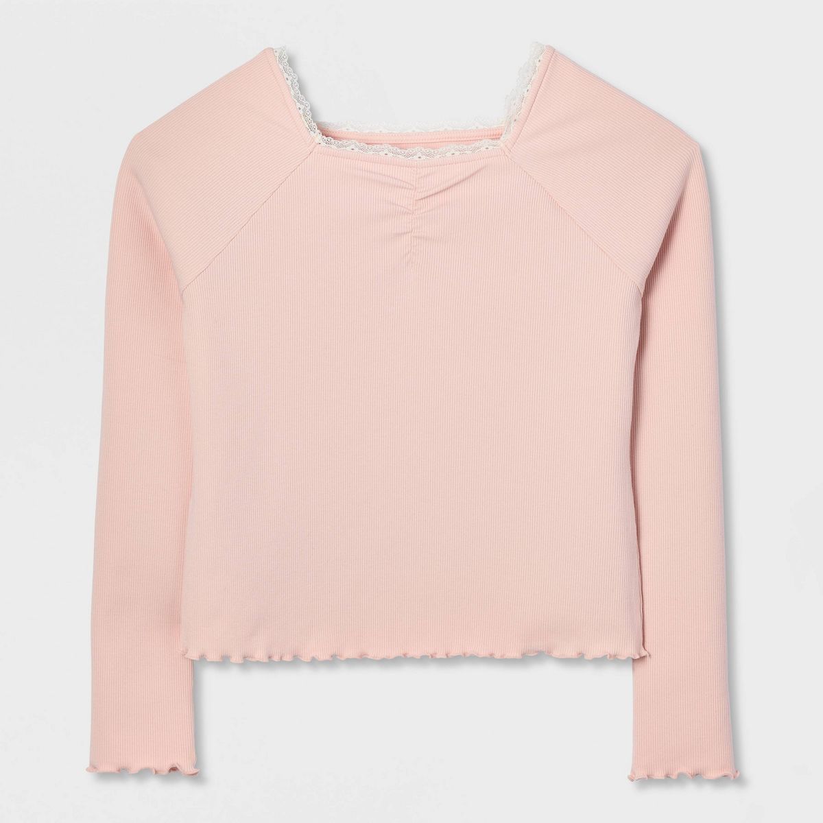 Girls' Long Sleeve Square Neck Ribbed Knit Top - Cat & Jack™ - thumbnail 5