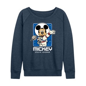 Women's - Disney - Retro Mickey Portrait Lightweight French Terry Wide Neck Long Sleeve Shirt - 1 of 4