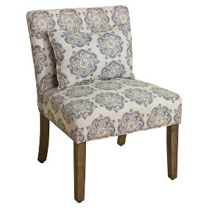 Parker Accent Chair with Pillow - Greystone Medallion - HomePop, Graystone Iron Gate