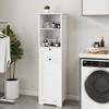 Sevobal Bathroom Storage Cabinets, Floor Organizer with Flip Drawer and Open Storage Shelf for Bathroom, White, 15.74"*13.77"*55.11" - 2 of 4