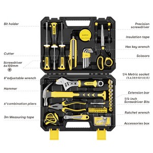 Aghana Digitals Home Tool Kit, Basic Household Auto Repair Tool Set with Toolbox Storage Case, 90 PCS General Hand Tools Kit - 1 of 4