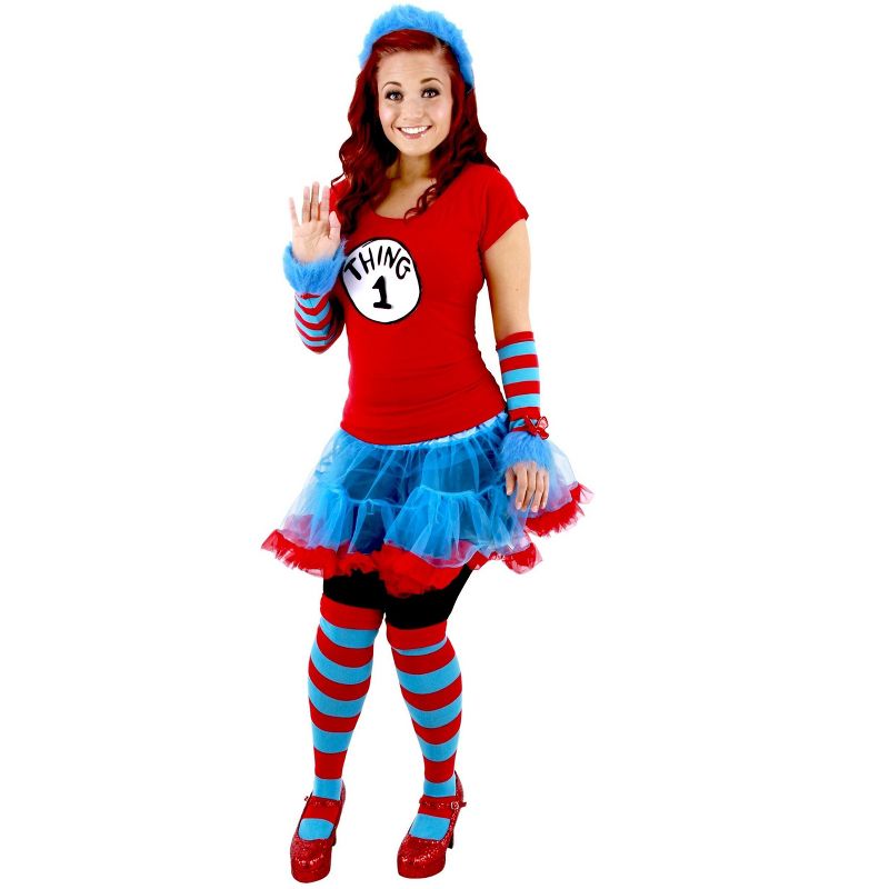HalloweenCostumes.com   Women  Dr. Seuss Thing 1 & Thing 2 Arm Warmers Costume Accessory, Red, 2 of 4