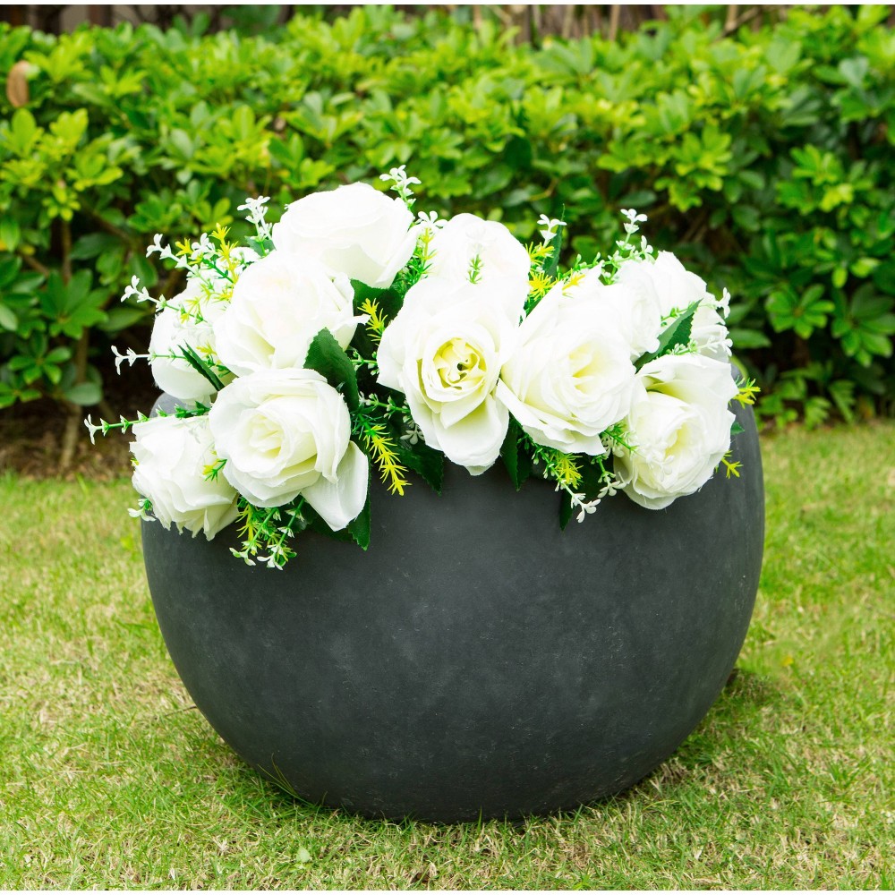 Rosemead Home & Garden, Inc. 13" Concrete/Fiberglass Elegant Bowl Indoor/Outdoor Planter Charcoal Gray