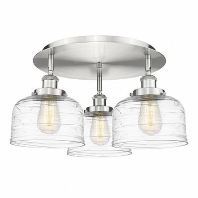 Bell - 3 Light Flush Mount In Art Deco Style-9.25 Inches Tall and 19.75 Inches Wide