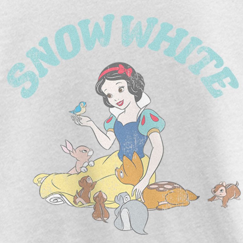 Girl's Snow White and the Seven Dwarves Distressed Woodland Animals T-Shirt, 2 of 5