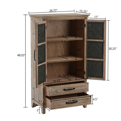 Rustic Farmhouse Wood and Metal 2-Door 2-Drawer Storage Cabinet