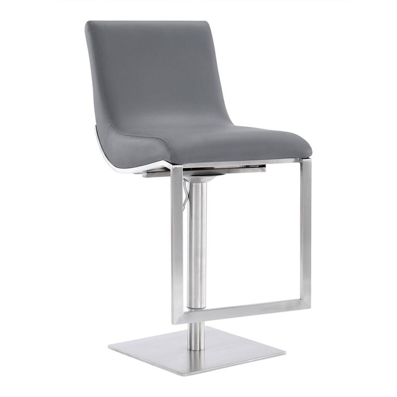 Victory Adjustable Faux Leather/Stainless Steel Barstool Gray - Armen Living, 3 of 10