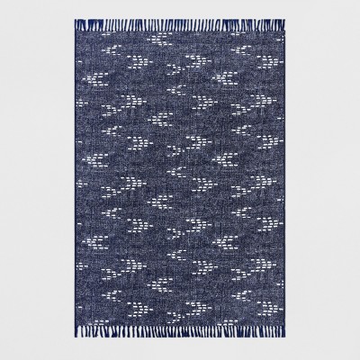 Photo 1 of 5' x 7' Staccato Outdoor Rug Navy - Threshold&#8482;
