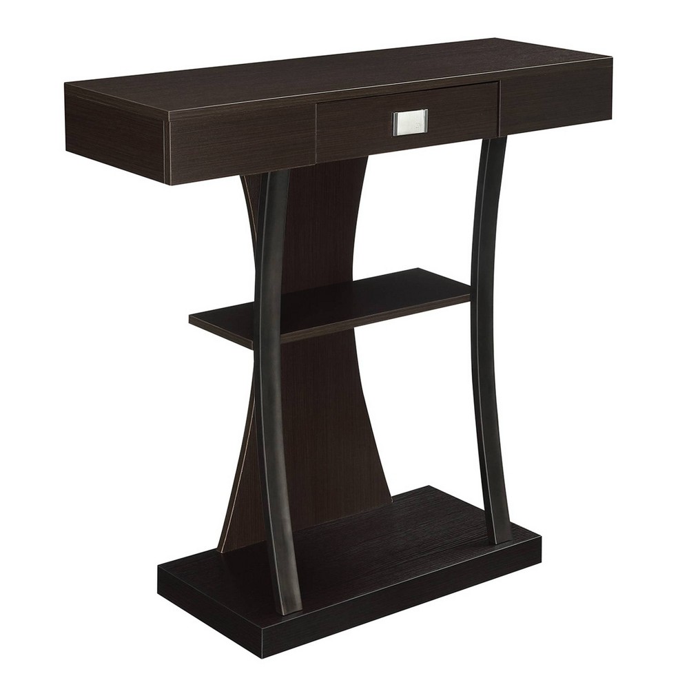 Breighton Home Newport 1 Drawer Harri Console Table with Shelves in Espresso