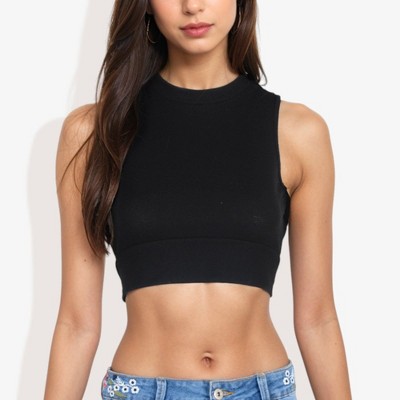 Anna-Kaci Women's High Neck Open Back Ribbon Tie Cropped Tank