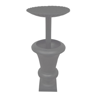 Ornate Gray Cast Aluminum Bird Bath with Planter Vase